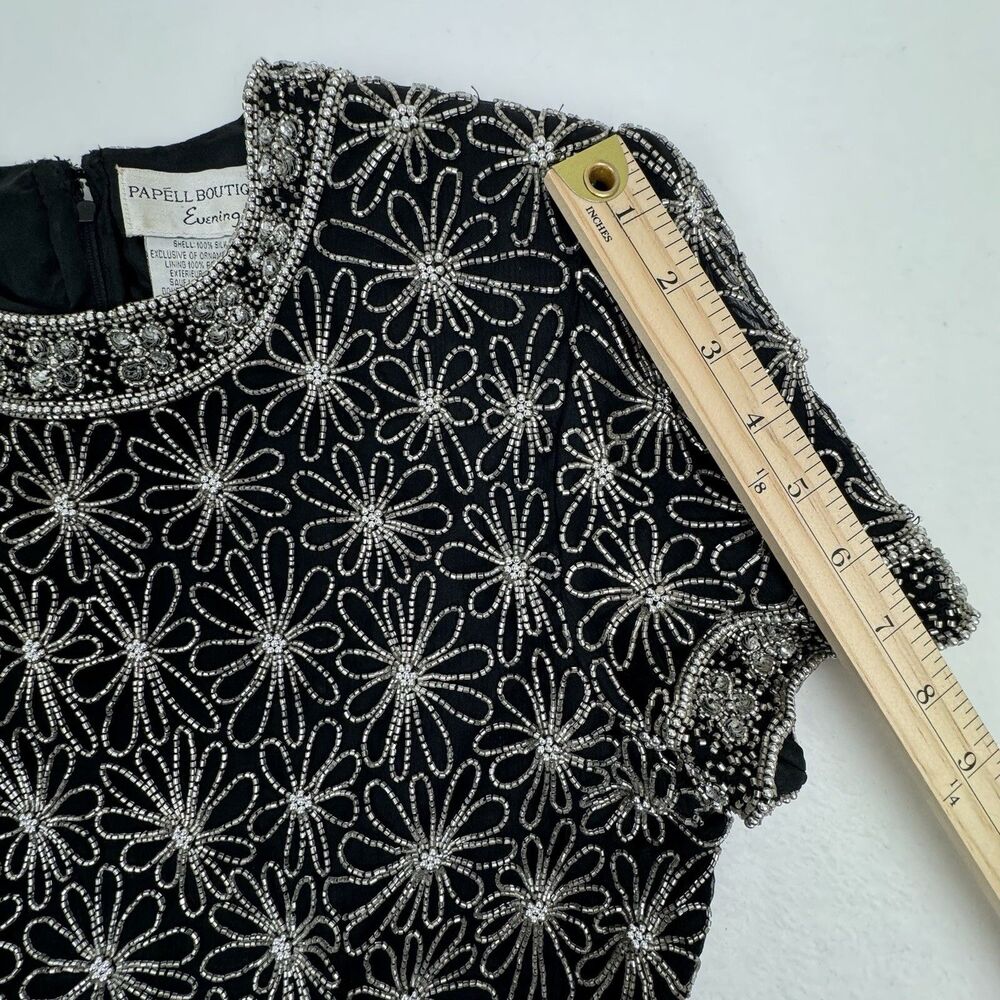 Vintage Papell Boutique Evening Blouse PL Black‎ Mother of the Bride Beaded Glam - Picture 13 of 14
